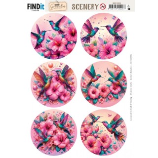 (BBSC10095)Scenery Push out - Berries Beauties - Celestial Hummers - Round