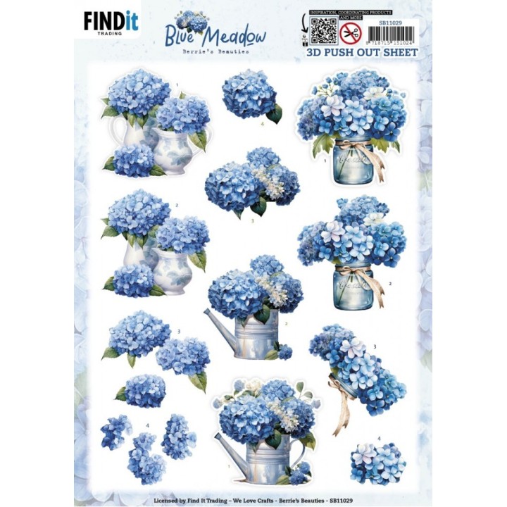 (SB11029)3D Pushout Sheet - Berries Beauties - Blue Meadow - Vase