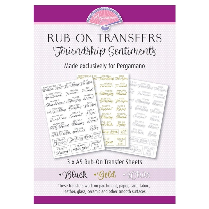 (PER-RU-70483-A5)Pergamano Rub-On Transfers - Friendship Sentiments