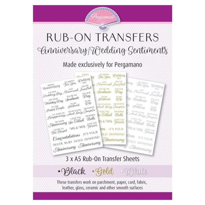 (PER-RU-70482-A5)Pergamano Rub-On Transfers - Anniversary/Wedding Sentiments