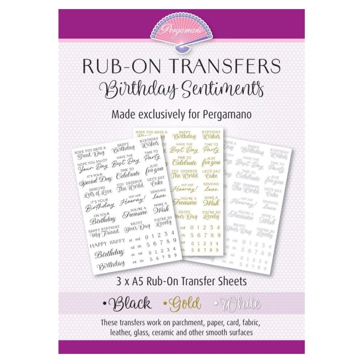 (PER-RU-70480-A5)Pergamano Rub-On Transfers - Birthday Sentiments