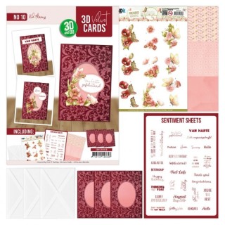 (3DVC10010)3D Velvet Cards A6 - Red Flowers