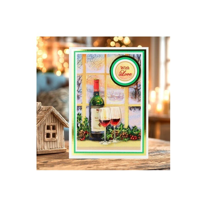 (11-DCD615)Katy Sue Designs Holly & Wine 3D Die-Cut Decoupage (3pcs)