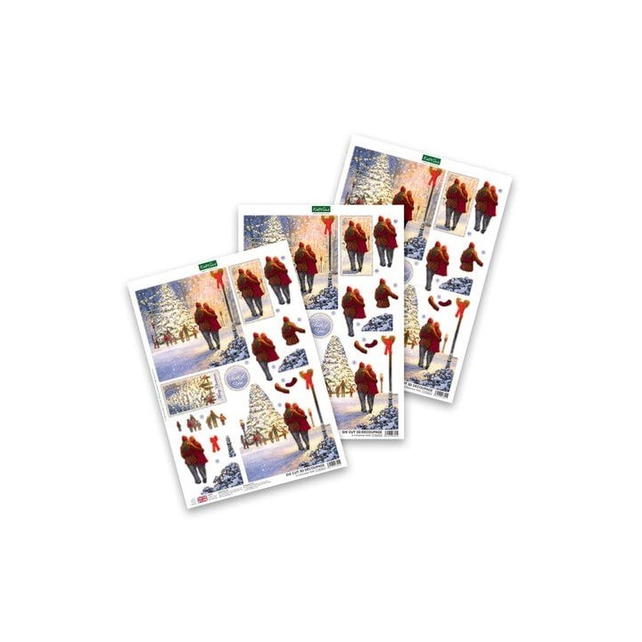 (11-DCD616)Katy Sue Designs A Christmas Walk 3D Die-Cut Decoupage (3pcs)