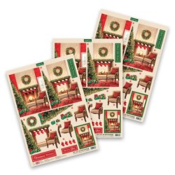 (11-DCD728)Katy Sue Designs Christmas Fireplace Scene 3D Die-Cut Decoupage (3pcs)