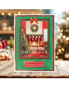 (11-DCD728)Katy Sue Designs Christmas Fireplace Scene 3D Die-Cut Decoupage (3pcs)