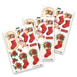 (11-DCD729)Katy Sue Designs Christmas Stockings 3D Die-Cut Decoupage (3pcs)
