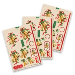(11-DCD730)Katy Sue Designs Jingle Bells 3D Die-Cut Decoupage (3pcs)