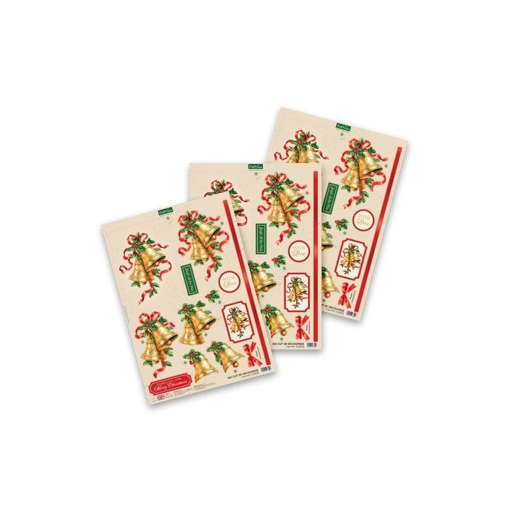 (11-DCD730)Katy Sue Designs Jingle Bells 3D Die-Cut Decoupage (3pcs)