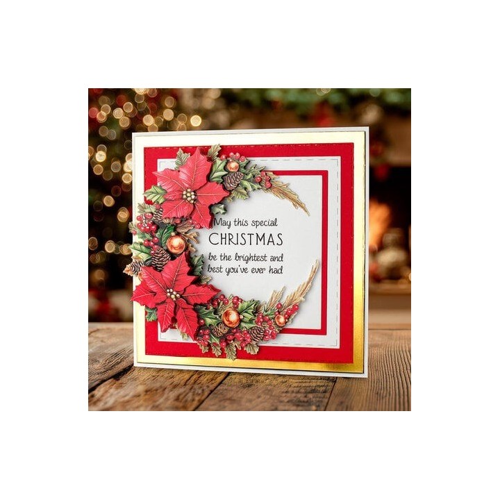 (11-DCD731)Katy Sue Designs Christmas Flowers 3D Die-Cut Decoupage (3pcs)