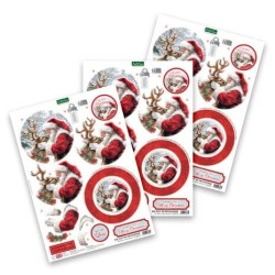 (11-DCD732)Katy Sue Designs Reindeer Kisses Bauble 3D Die-Cut Decoupage (3pcs)