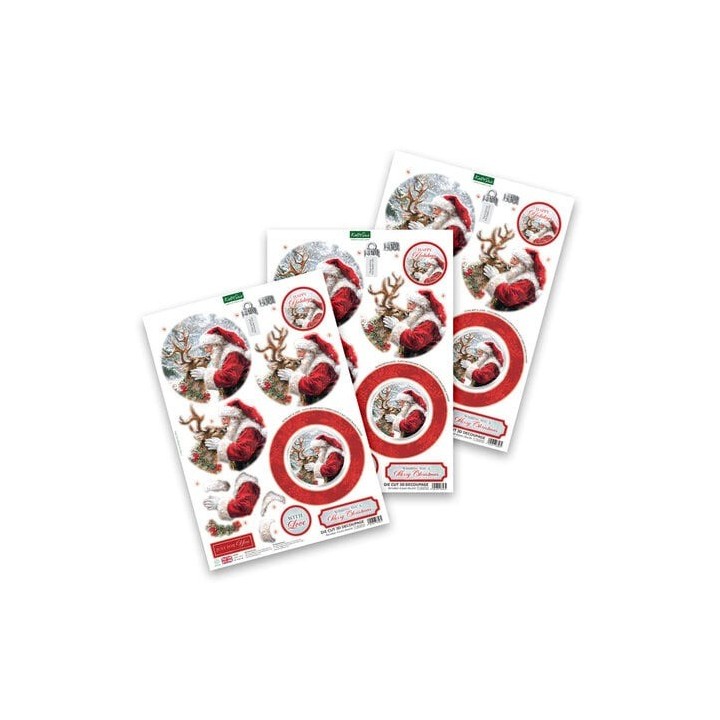 (11-DCD732)Katy Sue Designs Reindeer Kisses Bauble 3D Die-Cut Decoupage (3pcs)