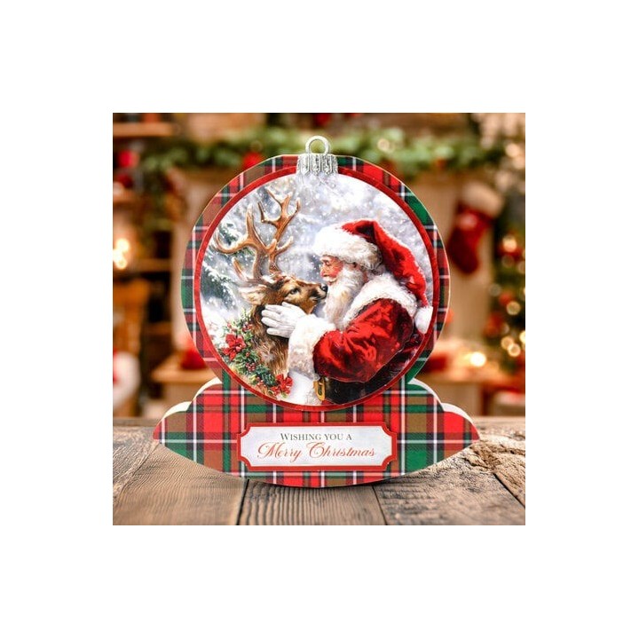 (11-DCD732)Katy Sue Designs Reindeer Kisses Bauble 3D Die-Cut Decoupage (3pcs)