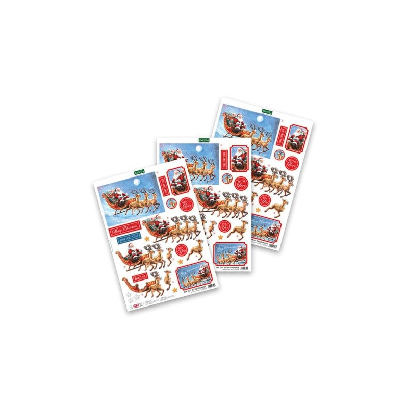 (11-DCD733)Katy Sue Designs Santa in the Sky 3D Die-Cut Decoupage (3pcs)
