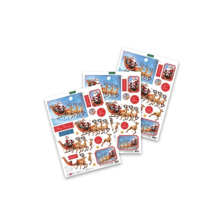 (11-DCD733)Katy Sue Designs Santa in the Sky 3D Die-Cut Decoupage (3pcs)