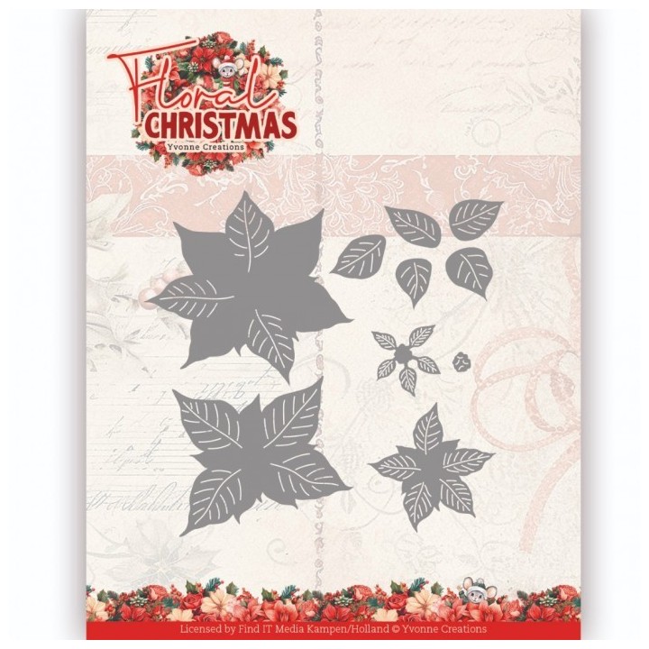 (YCD10368)Dies - Yvonne Ceations - Floral Christmas- Poinsettia