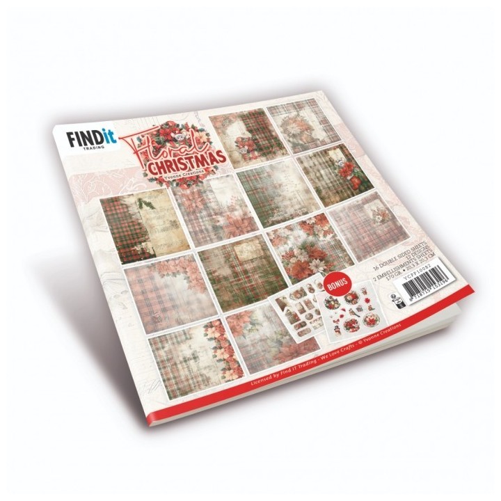 (YCPP10082)Paperpack - Yvonne Ceations - Floral Christmas 20 x 20 cm