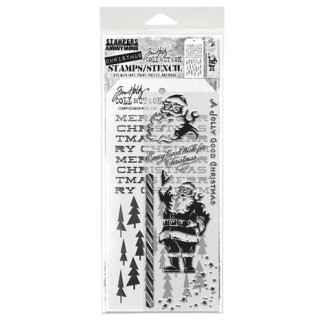 (THMM189)Stampers Anonymous Jolly Holiday Tim Holtz Stamps/Stencil