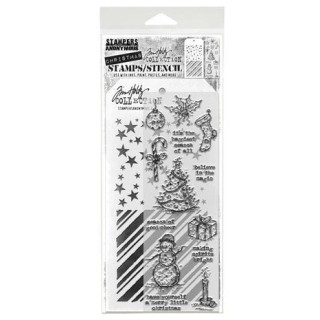 (THMM190)Stampers Anonymous Tattered Christmas Tim Holtz Stamps/Stencil