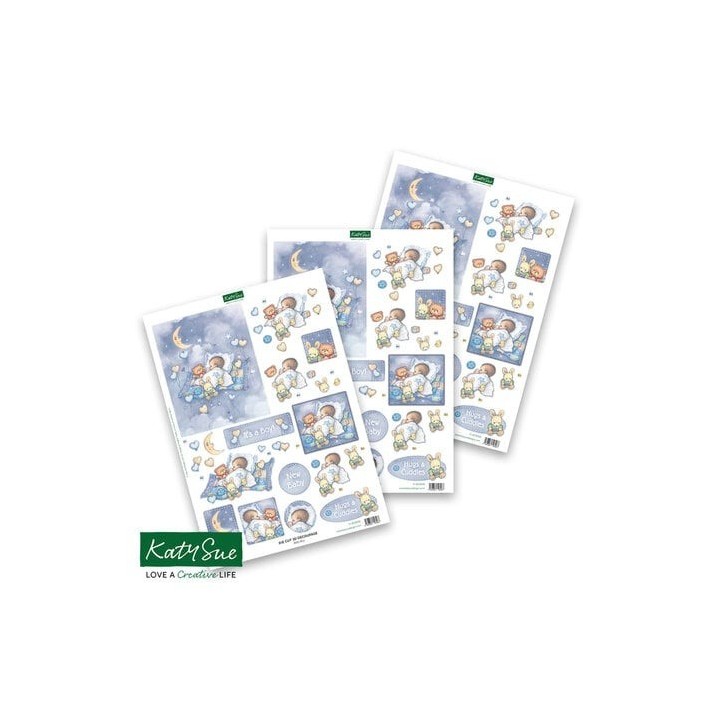 (11-DCD535)Katy Sue Designs Baby Boy with Moon 3D Die-Cut Decoupage (3pcs)