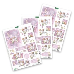 (11-DCD534)Katy Sue Designs Baby Girl with Moon 3D Die-Cut Decoupage (3pcs)