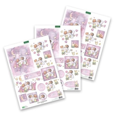 (11-DCD534)Katy Sue Designs Baby Girl with Moon 3D Die-Cut Decoupage (3pcs)