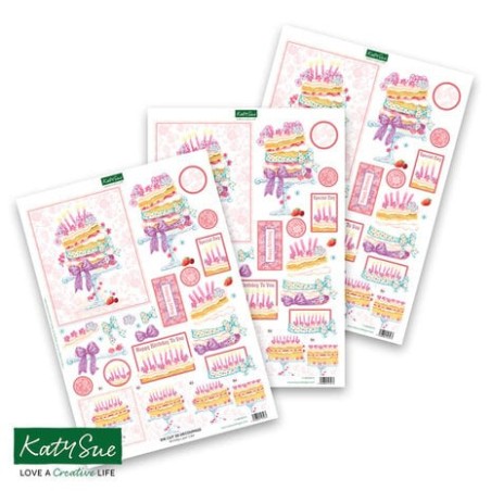 (11-DCD572)Katy Sue Designs Birthday Layer Cake 3D Die-Cut Decoupage (3pcs)
