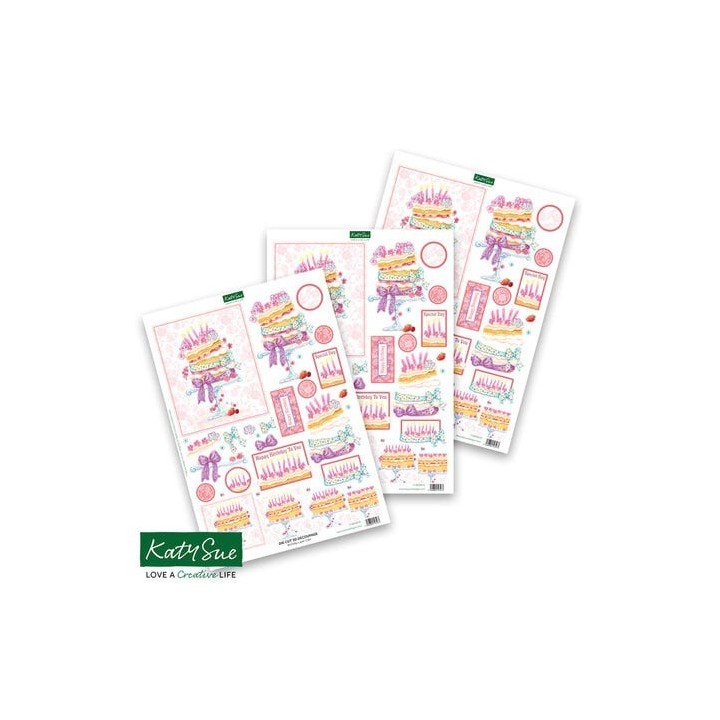 (11-DCD572)Katy Sue Designs Birthday Layer Cake 3D Die-Cut Decoupage (3pcs)
