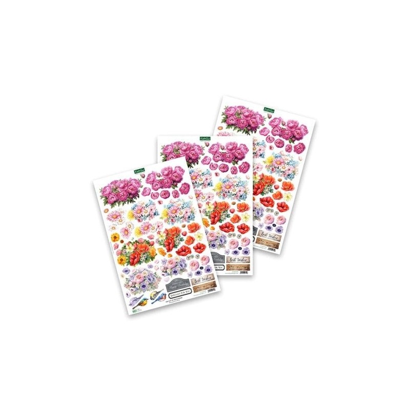 (11-DCD704)Katy Sue Designs Bouquets & Birds 3D Die-Cut Decoupage (3pcs)