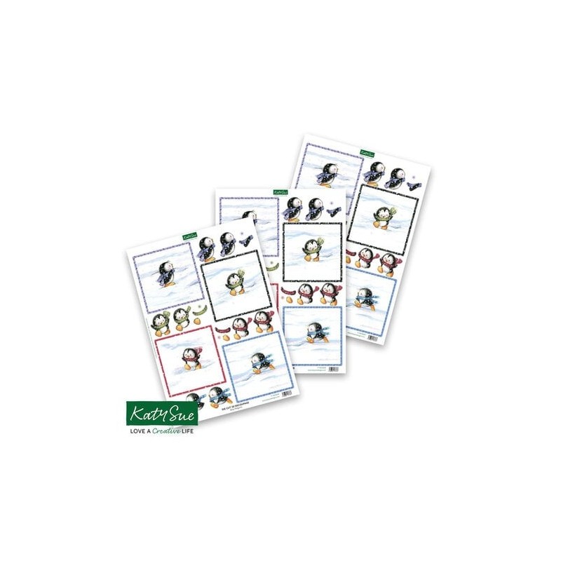 (11-DCD628)Katy Sue Designs Busy Penguins 3D Die-Cut Decoupage (3pcs)
