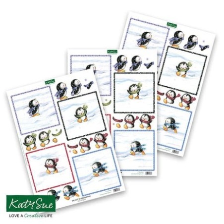 (11-DCD628)Katy Sue Designs Busy Penguins 3D Die-Cut Decoupage (3pcs)
