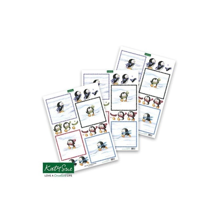 (11-DCD628)Katy Sue Designs Busy Penguins 3D Die-Cut Decoupage (3pcs)