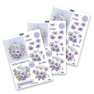 (11-DCD609)Katy Sue Designs Champagne and Violets 3D Die-Cut Decoupage (3pcs)