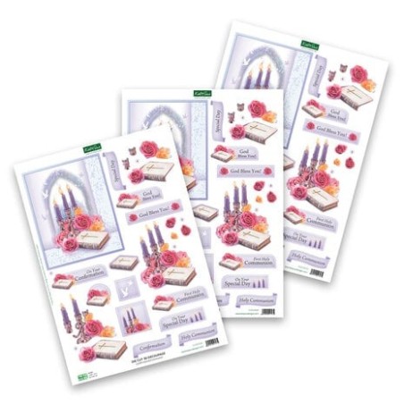 (11-DCD533)Katy Sue Designs Confirmation/Communion 3D Die-Cut Decoupage (3pcs)