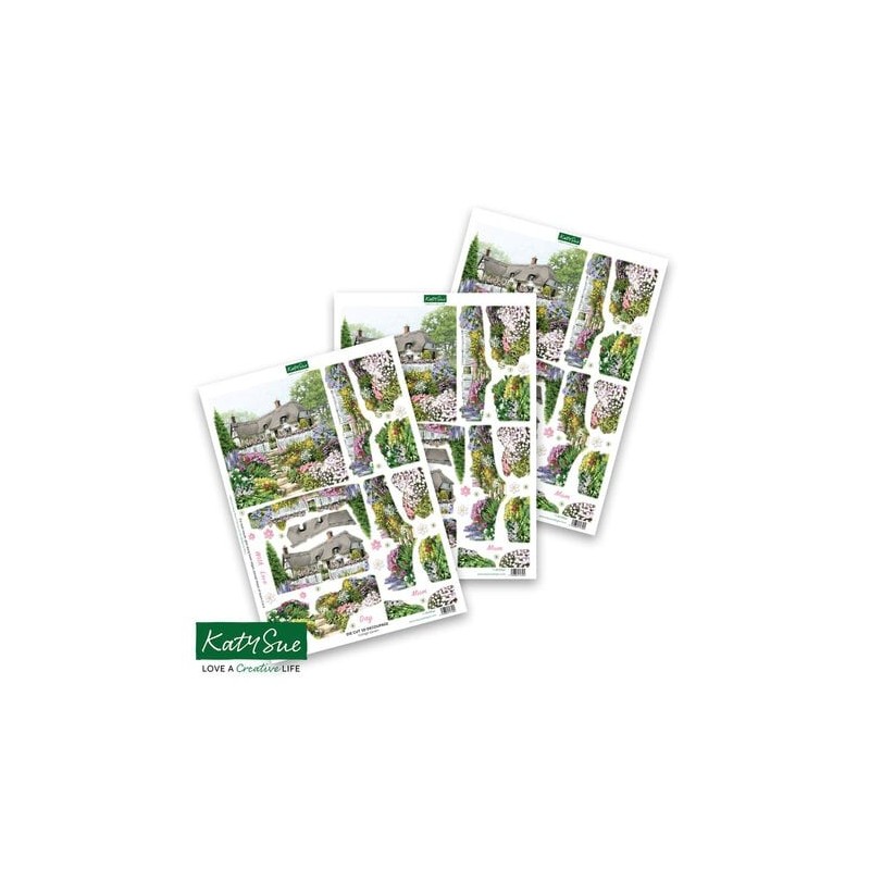 (11-DCD650)Katy Sue Designs Cottage Garden 3D Die-Cut Decoupage (3pcs)