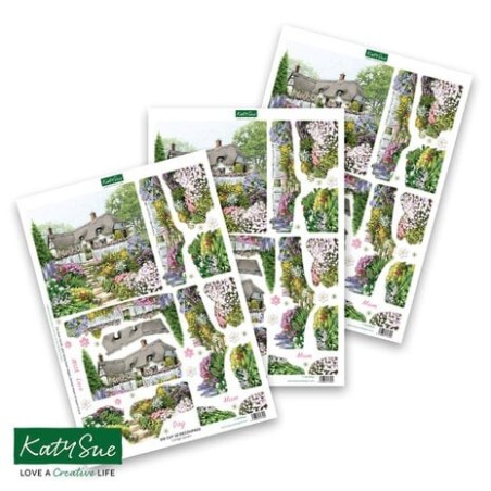 (11-DCD650)Katy Sue Designs Cottage Garden 3D Die-Cut Decoupage (3pcs)