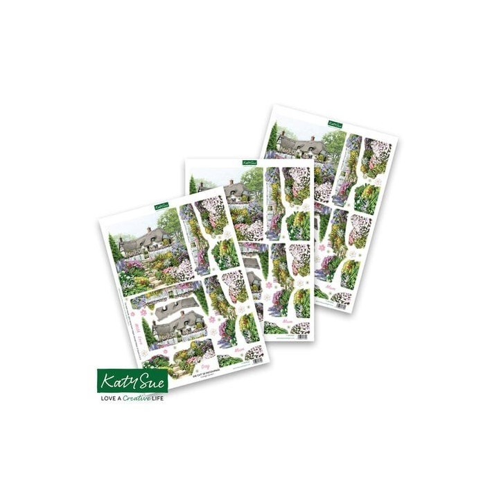 (11-DCD650)Katy Sue Designs Cottage Garden 3D Die-Cut Decoupage (3pcs)