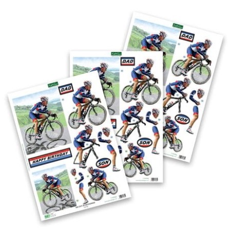 (11-DCD623)Katy Sue Designs Cycling 3D Die-Cut Decoupage (3pcs)