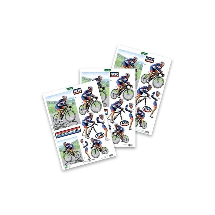 (11-DCD623)Katy Sue Designs Cycling 3D Die-Cut Decoupage (3pcs)