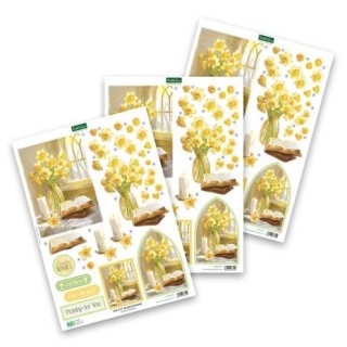 (11-DCD725)Katy Sue Designs Daffodil Window 3D Die-Cut Decoupage (3pcs)