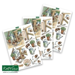(11-DCD620)Katy Sue Designs Gardeners Corner 3D Die-Cut Decoupage (3pcs)