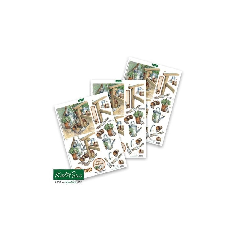 (11-DCD620)Katy Sue Designs Gardeners Corner 3D Die-Cut Decoupage (3pcs)