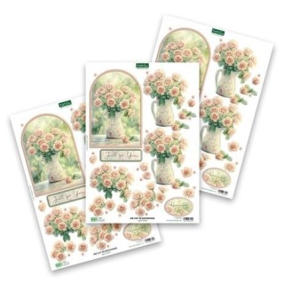 (11-DCD722)Katy Sue Designs Jug of Roses 3D Die-Cut Decoupage (3pcs)
