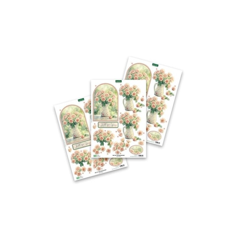 (11-DCD722)Katy Sue Designs Jug of Roses 3D Die-Cut Decoupage (3pcs)