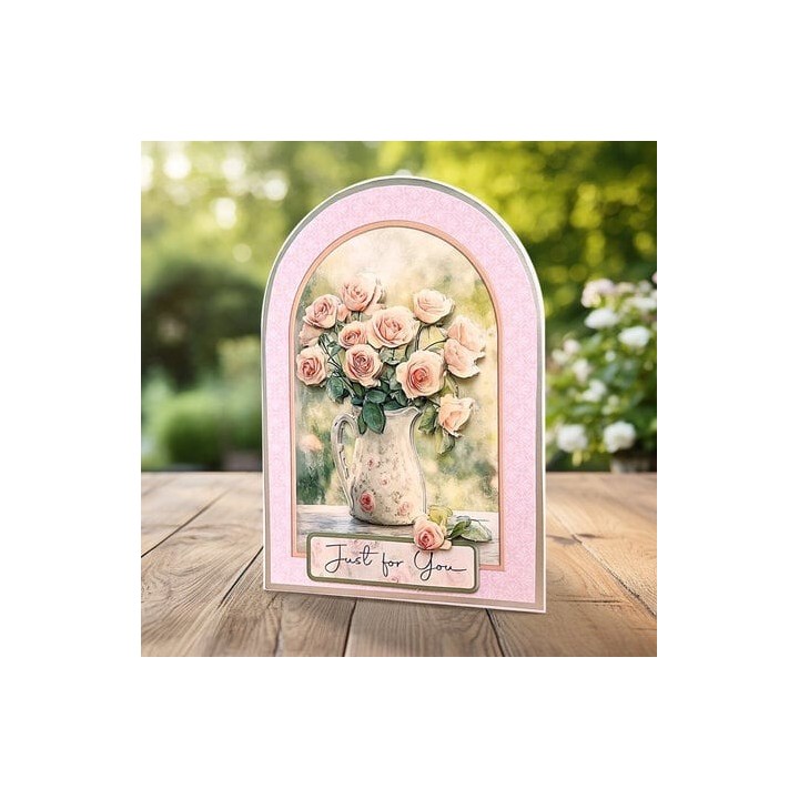 (11-DCD722)Katy Sue Designs Jug of Roses 3D Die-Cut Decoupage (3pcs)