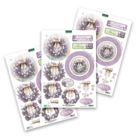 (11-DCD723)Katy Sue Designs Lavender Wreath 3D Die-Cut Decoupage (3pcs)