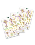 (11-DCD724)Katy Sue Designs Lilac Floral Cross 3D Die-Cut Decoupage (3pcs)