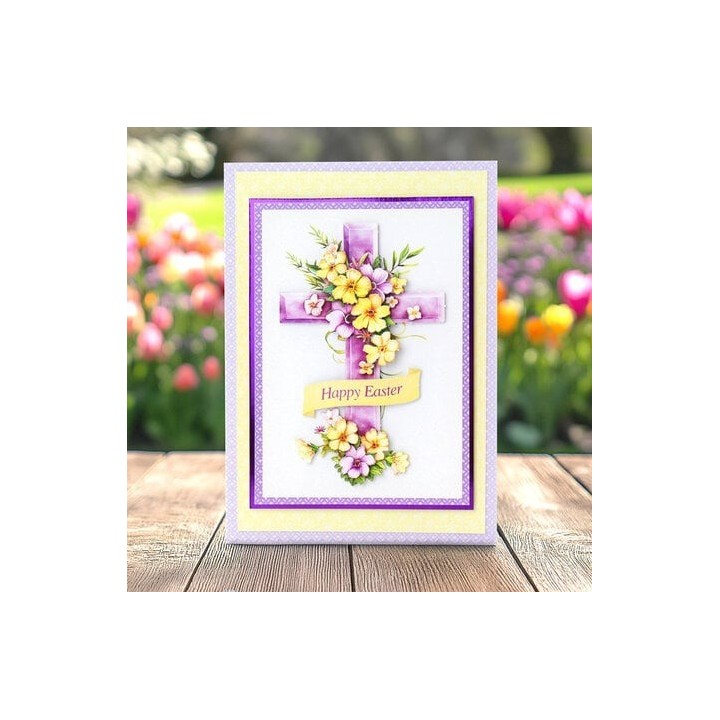 (11-DCD724)Katy Sue Designs Lilac Floral Cross 3D Die-Cut Decoupage (3pcs)