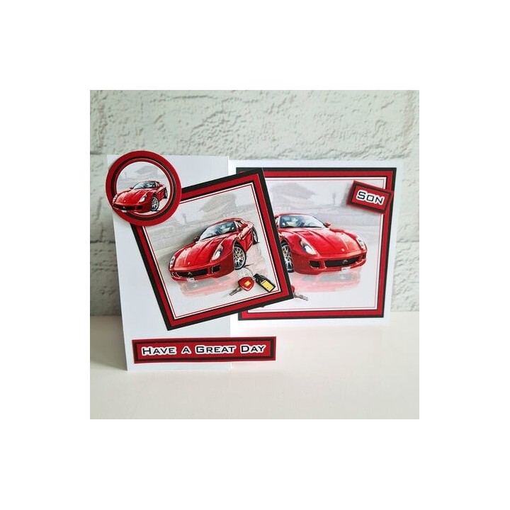 (11-DCD648)Katy Sue Designs Red Racer 3D Die-Cut Decoupage (3pcs)
