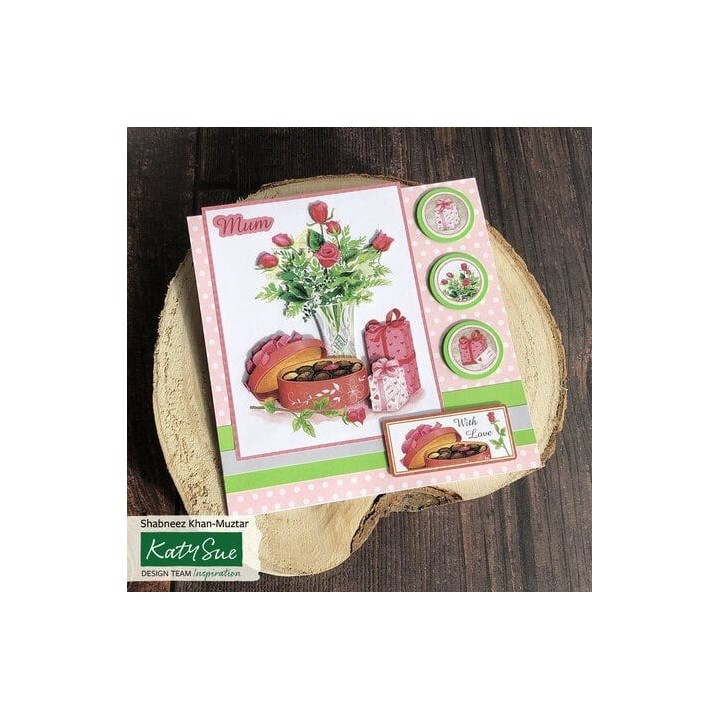 (11-DCD571)Katy Sue Designs Roses & Chocolates 3D Die-Cut Decoupage (3pcs)